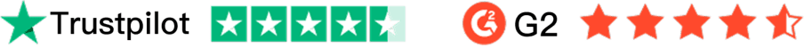 Trustpilot and G2 ratings